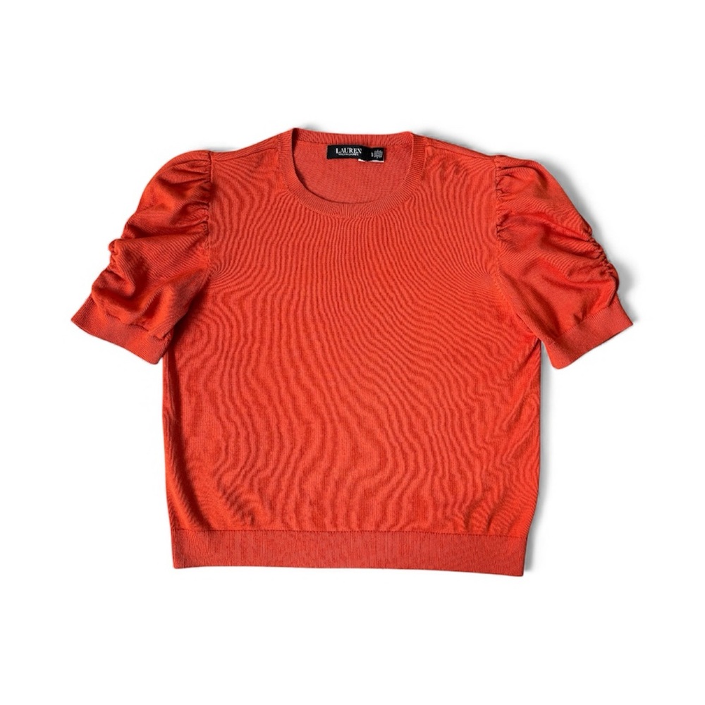 Lauren Ralph Lauren Orange Puff Sleeve Sweater Top